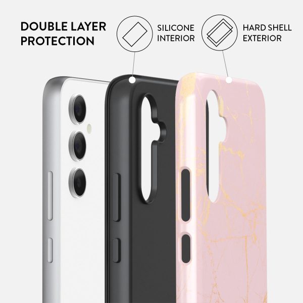 Peachy Gold - Pink Marble Samsung Galaxy A54 Case Supply - Image 2