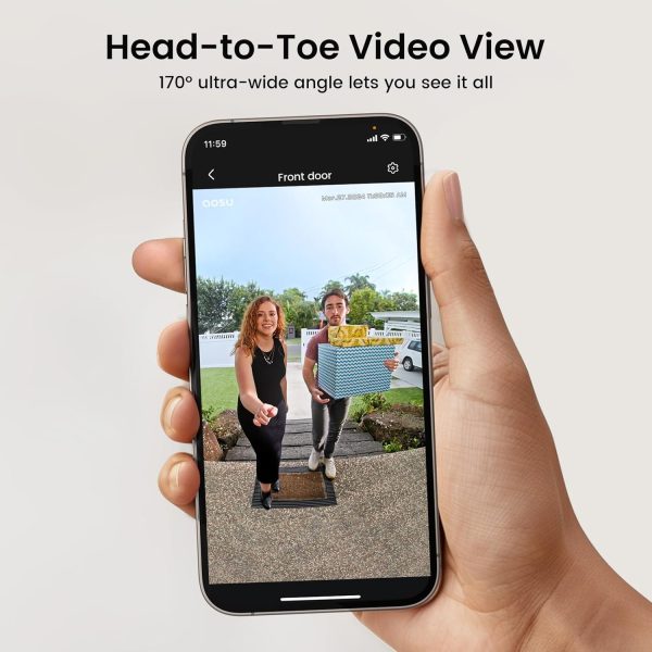 AOSU Doorbell Camera Wireless - Head-to-Toe View, Intelligent Package Detection, 2.4G Wi-Fi Video Doorbell with Chime, No Monthly Fees, Smart Human Detection, Works with Alexa and Google Assistant Supply - Image 2
