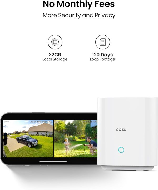 AOSU Security Cameras Wireless Outdoor, 5MP Ultra HD WiFi Home System, Triple Motion Detection, 166° Wide Angle, 365-Day Battery Life, Night Vision, 32G Local Storage,No Monthly Fee Supply - Image 4